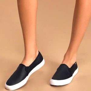Keds Women's Double Decker Leather Slip-on Shoes - Black